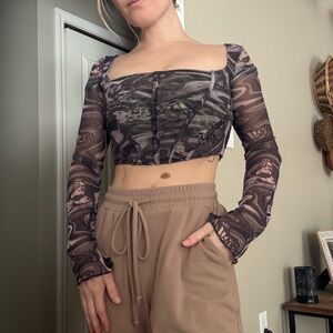 Stylish Black and Purple Women's crop top